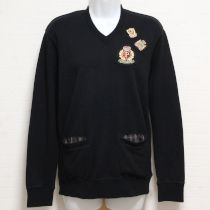 黒エンブレム付きカットソー【L】