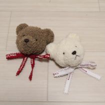 茶×白顔くまコサージュ2個セット