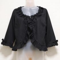 黒リボンフリルローンオーバーブラウス
