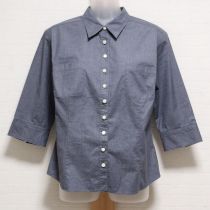 ブルー系ロゴ刺繍ストレッチシャツ【M】