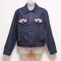 紺イングリッシュローズ刺繍ジャケット【L】