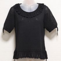 黒透かし編みコットンブレンドセーター