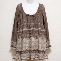 モカレースプリントチュニックブラウス
