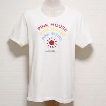 オフ白ロゴプリントTシャツ【L】