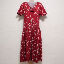 赤マーガレットカットソーワンピース