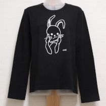 黒黒うさぎプリント長Tシャツ
