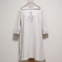 杢グレーうさぎフード付きカットソーチュニック