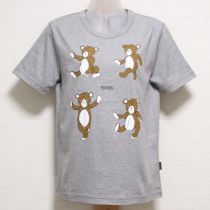 グレーくまプリントTシャツ缶バッジ付き