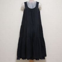 紺チェックレイヤーワンピース