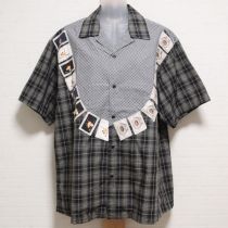 黒系カクテルワッペンチェックシャツ