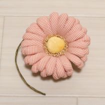 オレンジギンガム雛菊コサージュ