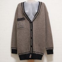 茶×黒配色トリミングニットカーディガン【3(9号)】