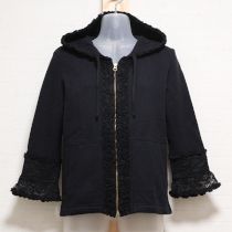 黒レース使いピコフリルパーカー