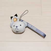 水色コサージュ顔くまストラップ