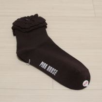 こげ茶サテンリボン付きソックス