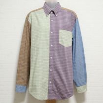 紫系チェックパッチワークシャツ【M】