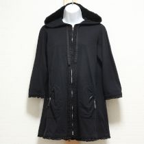 黒ローン使いカットソーチュニックパーカー
