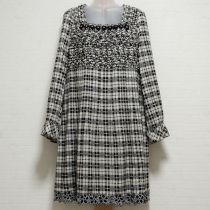 黒×ベージュチェックモチーフ付きワンピース【11号】