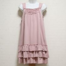 ピンク裾段々カットソーキャミチュニック