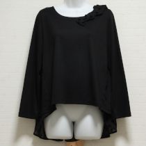 黒シフォンドットフロッキープルオーバー【4(11号)】