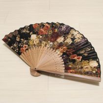 黒系ボタニカルアートpt扇子