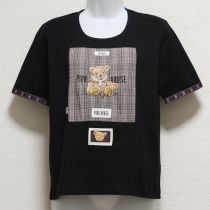 黒宝石くま刺繍ゼッケンTシャツ【L】