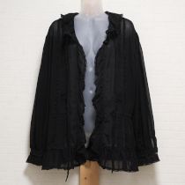 黒レースフリル使いシフォンオーバーブラウス