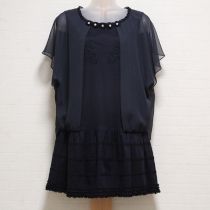紺花モチーフシフォン使いカットソーチュニック【3(9号)】