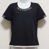 黒ロゴ刺繍レーヨンカットソー