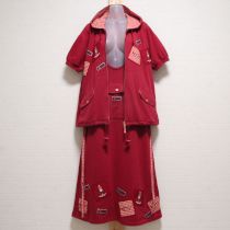 赤刺繍パッチパーカー&ジャンパースカート【M】☆