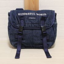 紺ロゴ刺繍デニムショルダーバッグ