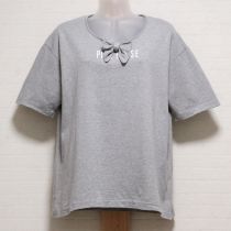 グレーリボン付きTシャツ【L】