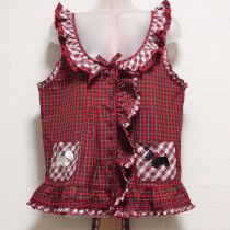 赤スコッチテリア刺繍タータンチェックベスト