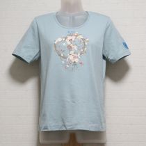 ブルーグレーフラワーリースptTシャツ【M】