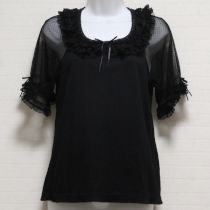 黒ドットチュール袖カットソー【4(L)】