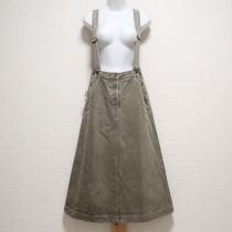 カーキロゴ入りデニムジャンパースカート
