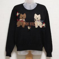 黒スコッチテリア編み込みセーター