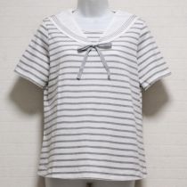 白×グレーセーラー襟ボーダーTシャツ【3(M)】