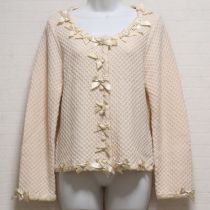 生成リボン使いトリミングカーディガン