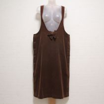茶ロゴ刺繍コーデュロイジャンパースカート