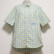 青×黄ロゴジャガードチェックシャツ【4(L)】