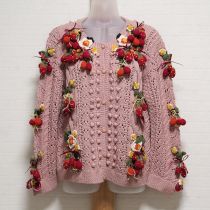 ピンクブリリアントルージュモチーフカーディガン