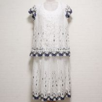 白系フラワー刺繍チュールブラウス&スカート【11号】