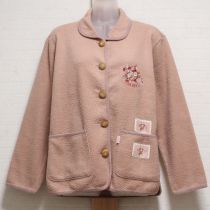 ピンクブーケ刺繍フリースカーディガン