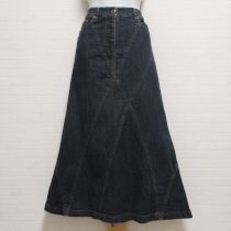 紺デニム切替えスカート【L】