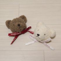 茶×白顔くまコサージュ2個セット