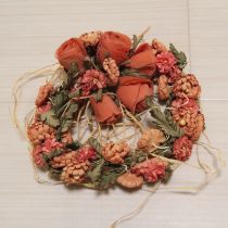 オレンジ系薔薇と雛菊リースコサージュ