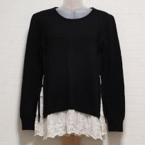 黒レース使いニットチュニック