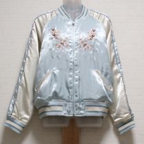 サックス桜刺繍スカジャン【4(L)】