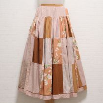 ベージュ系紫陽花ptパッチワークスカート